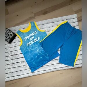 Wonder Nation Blue and Yellow Swim Trunks Set